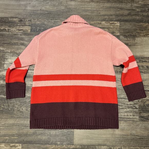 Ann Taylor Wool Blend Turtleneck Sweater Womens Colorblock Pink Red XXL - Picture 6 of 8